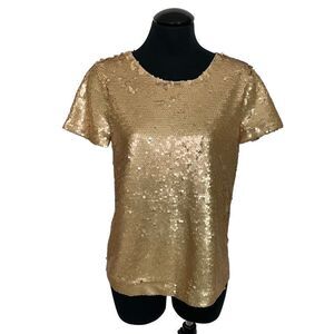 J.Crew‎ Factory NWT Gold Sequin Blouse - Women’s XS